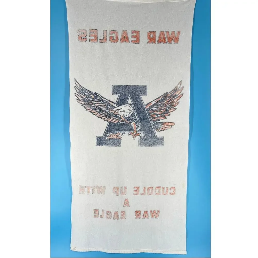 80s Auburn University War Eagle beach towel 1980s vintage